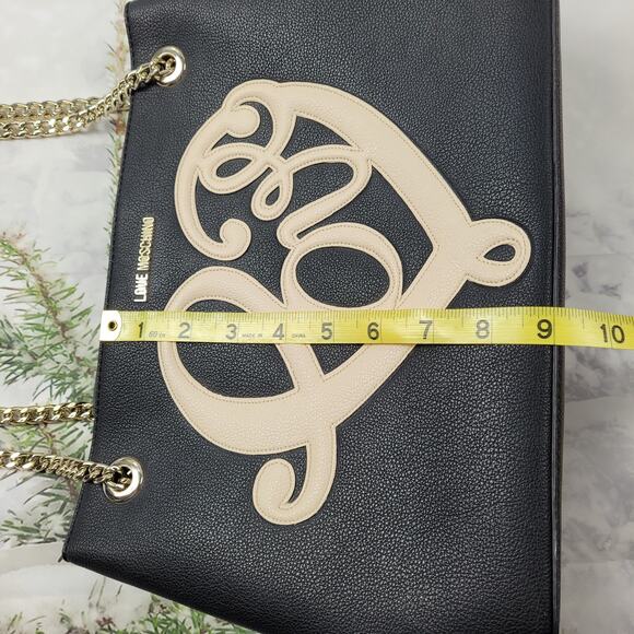 Love Moschino Black Heart Love Script Tote with Chain - Picture 11 of 16